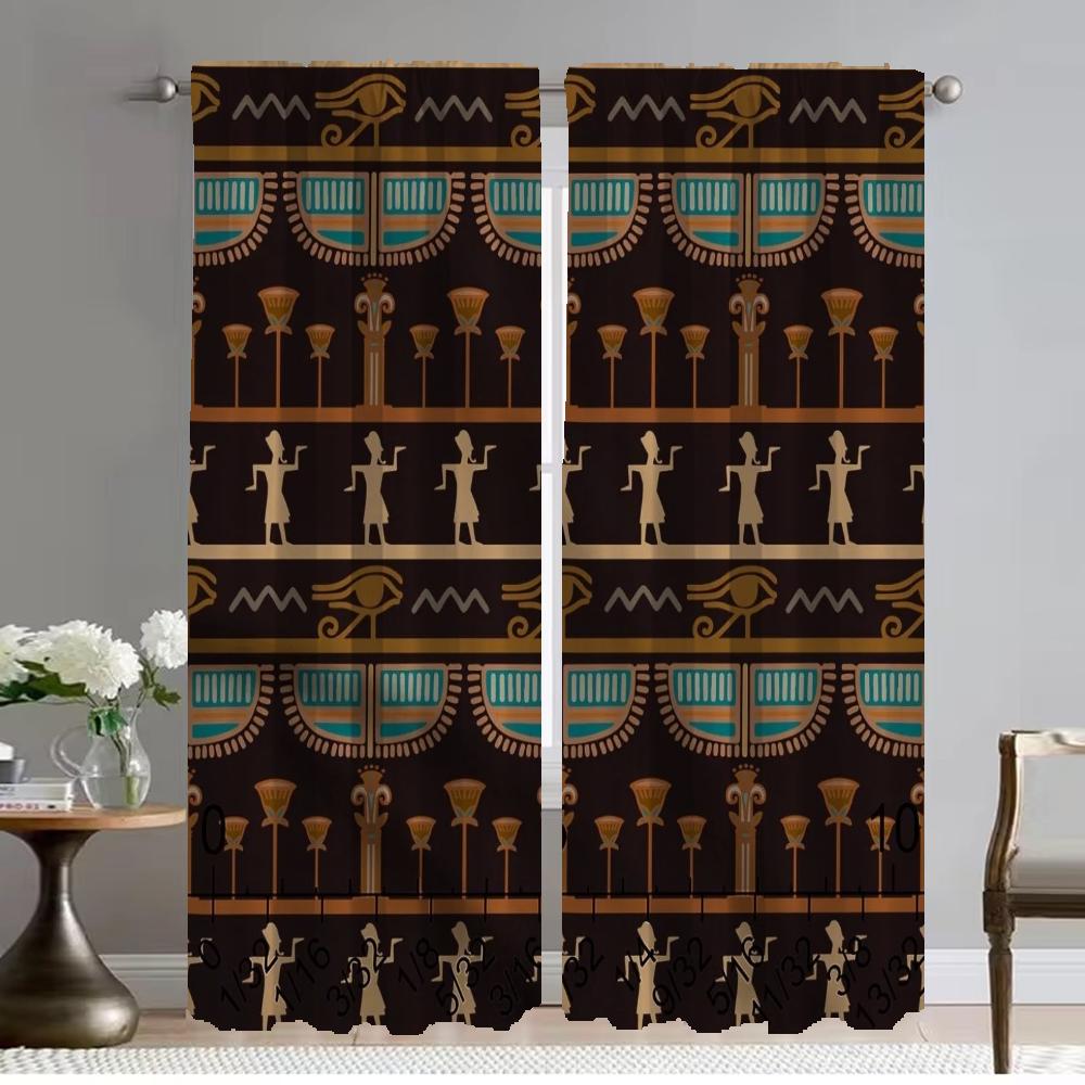 

Кухонные шторы для гостиной Шторы для комнаты 2 панели Древнеегипетский Фараон Раздел Домашний интерьер Шторы Оттенки Ребенок W50xH70cmx2pcs-CL