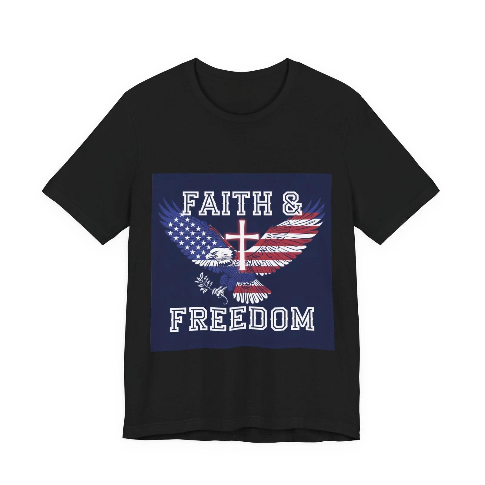 Faith & Freedom Jesus America Patriotic Unisex T-Shirt L