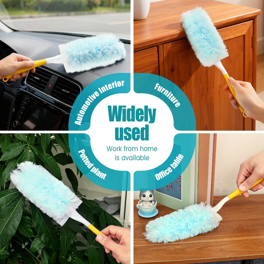 Duster for Swiffer Double Sided 360° Electrostatic Precipitator with Replaceable Dust Collector Head Disposable Feather Duster