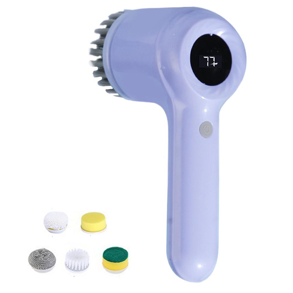 

Электрическая вращающаяся щетка для мытья посуды, беспроводная, с 5 насадками, щетка для чистки ванной комнаты для кухонной раковины, ванной комнаты