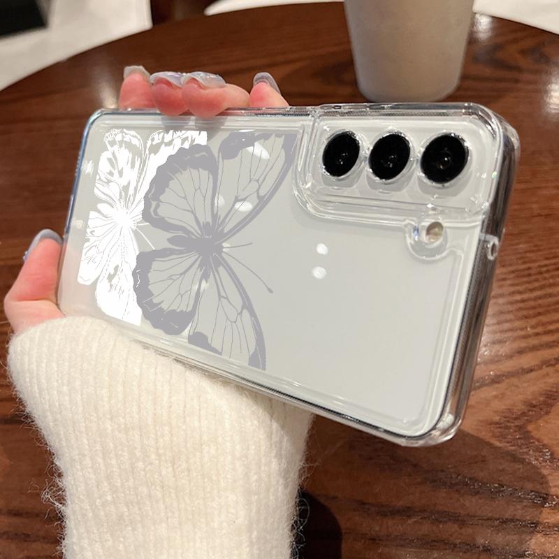 Schmetterling Blumen Hülle für Samsung Galaxy A56 A55 A54 5G A36 A35 A34 A26 A16 A15 S21 FE S22 S23 S24 Plus S25 Edge S25 Ultra Klare Weiche TPU Handyhülle