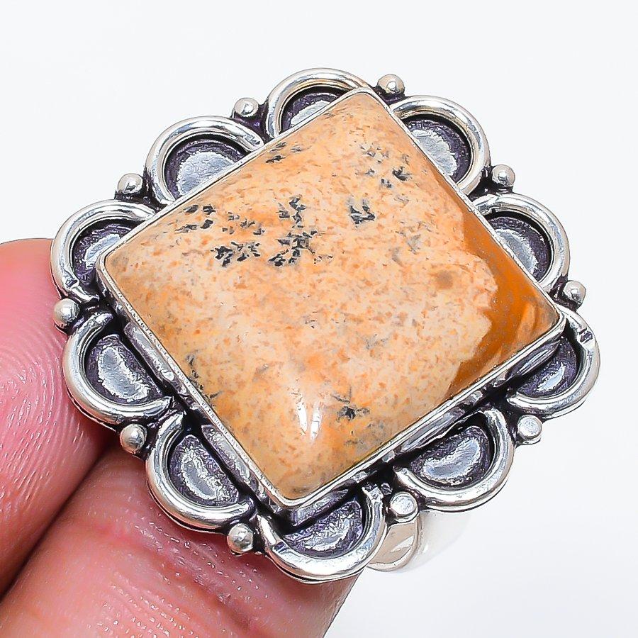 Natural Picture Jasper Gemstone 925 Sterling Silver Jewelry Ring Size 8 ZS-1093