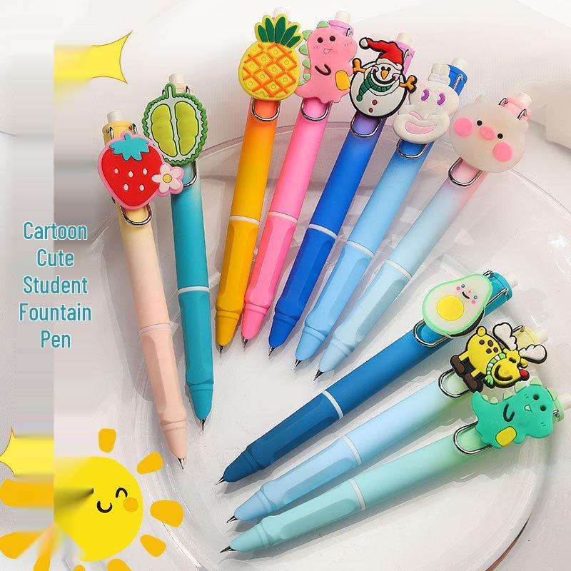 Cute Cartoon 0.38mm Ballpoint Pen with Replaceable Ink for Primary Students