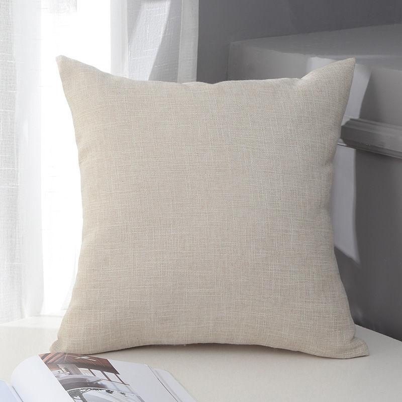 Vintage Minimalist Cotton Linen Cushion Cover Solid Color Chinese Style Boho Pillow for Sofa Office Bedroom Back Support