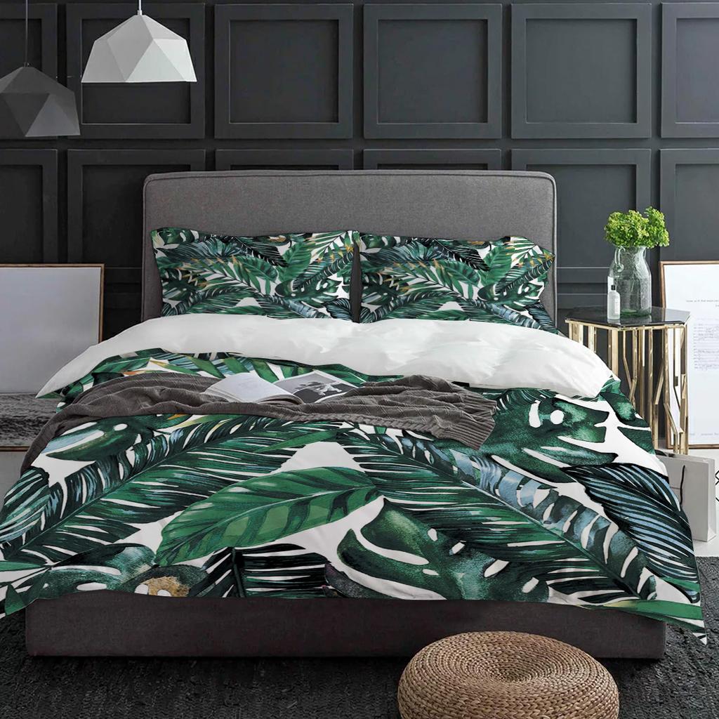 Tropical Plant Banana Leaf Green Duvet Cover With Pillow Case Custom 3pcs Bedding Set Quilt Cover Double Bed Home Textile