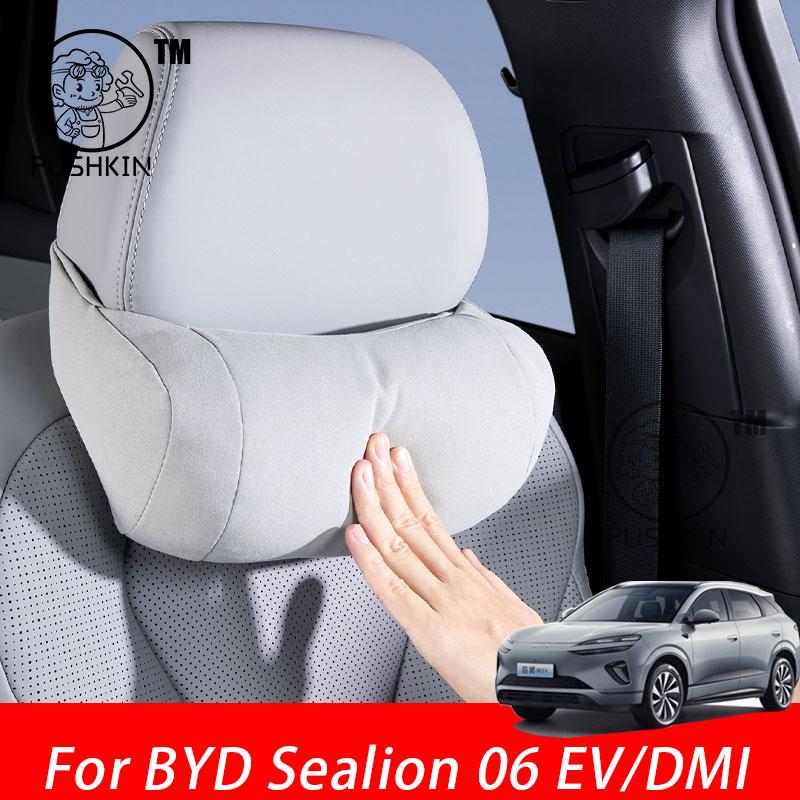 For BYD Sealion 06 EV/DMI 2025 2026 PU Leather Neck Pillow Memory Foam Pillows Waist & Backrest Car Accessories