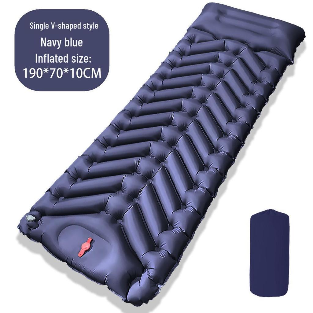Inflatable TPU Camping Mat with Foot Pump - Portable & Foldable for Outdoor, Beach, or Picnic Use.