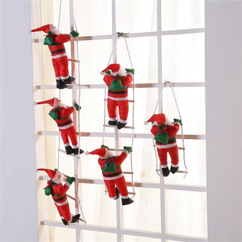 Christmas Holiday Decor Ladder Rope Climbing Santa Christmas Tree Ornament Creative Tree Hangings Long Lasting