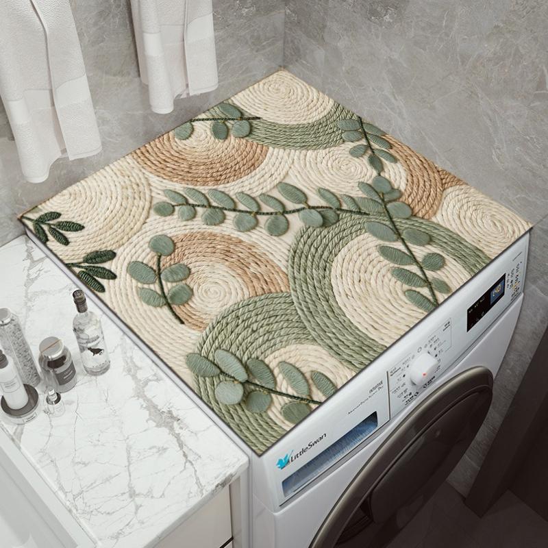 Various Sizes Vintage Checkered Printed Washing Machine Dust Cover Pad, Quick-Dry Absorbent Protective Top Mat for Washer and Dryer