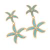 Fashionable Alloy Blue Color Starfishes Drop Earrings Flower Pendant Piercing Ear Accessory for Parties and Gatherings