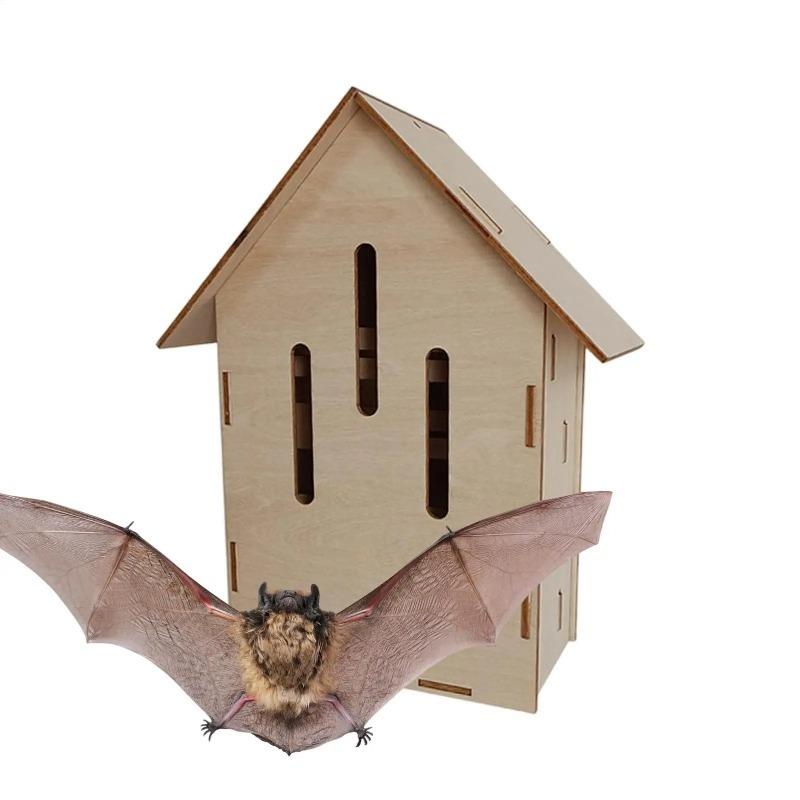 Wooden Bat House Outdoor Garden Shelter Natural Animal Habitat For Farmer Gardener Nature Lover Backyard Orchard Wildlife Nest