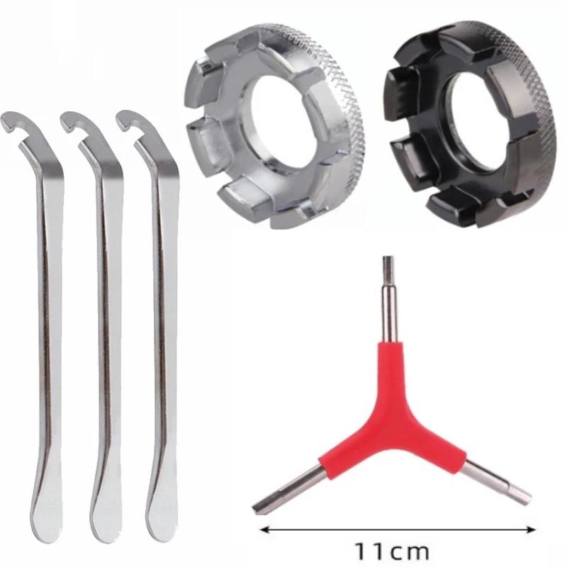 Steel Wire Wrench Spoke Tire Repair Tool Set Universal 8 Port Wheel Disassembly Chain Bike Motorcycle Tool Kit