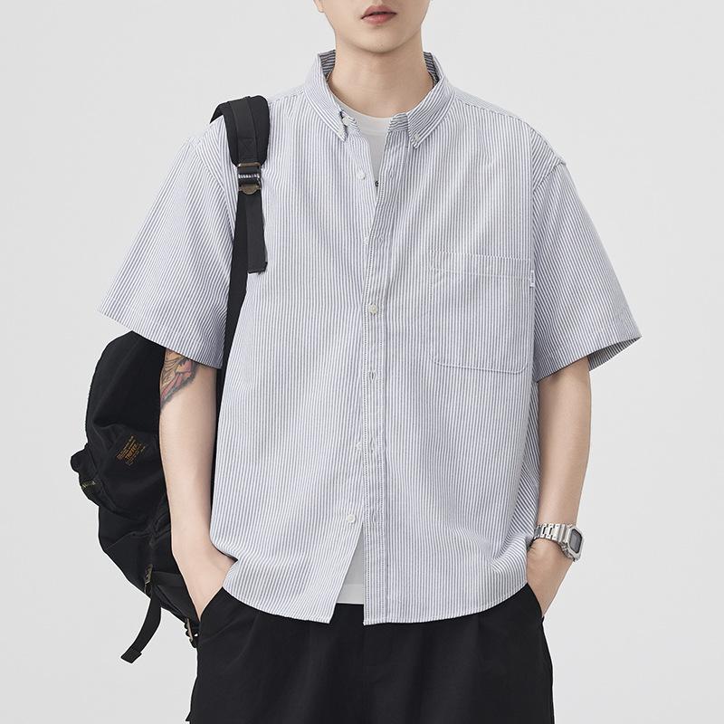 Summer Thin Japanese Retro Short-sleeved Shirt Men's American Trend New Loose Mid-sleeved Shirt