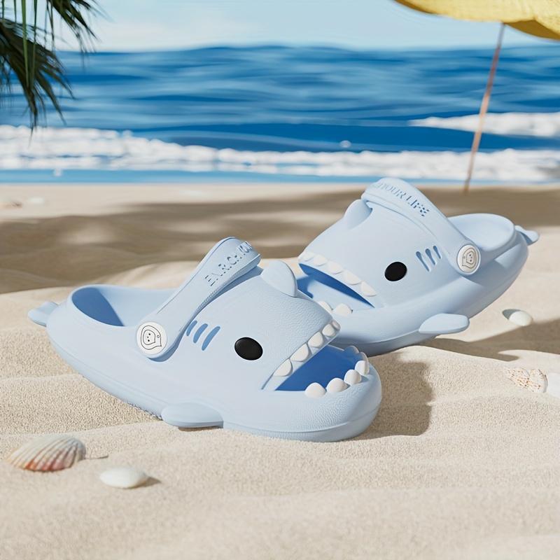 ZXCDINO Suitable for Boys and Girls Adorable EVA Shark Design Clogs, Breathable Lightweight Non Slip Soft Sole Slippers, Kids Footwear