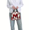 1pc, Baseball-themed Pattern with Letter M Printed Thermal Bag, Insulation Bag, Insulated Bag. Not for Food Contact. Suitable Fo