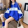 Plus Size Women Polo Collar Long Sleeve Sweatshirt Spring Autumn Loose Casual Zipper Hoodie Oversized Pullover Tops