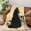 Black Cat Skull Gothic Throw Blanket Halloween Design for Living Room Decor Gift for Her DarkStyle50x60