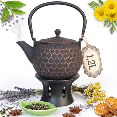 CAST IRON KETTLE BEE 1.2 L TEA INFuser + Warmer