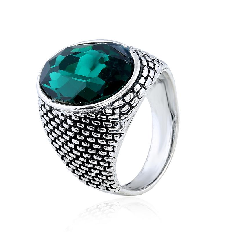 European & American Men s Large Crystal Alloy Ring