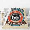 Custom 3D Print Motorcycle Ride Route 66 Blankets Comfortable Flannel Winter US Numbered Highways Throw Blanket Home Bedroom