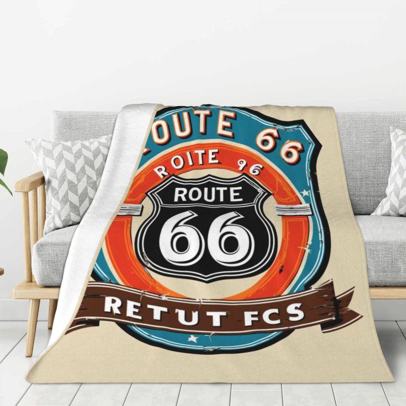 Custom 3D Print Motorcycle Ride Route 66 Blankets Comfortable Flannel Winter US Numbered Highways Throw Blanket Home Bedroom
