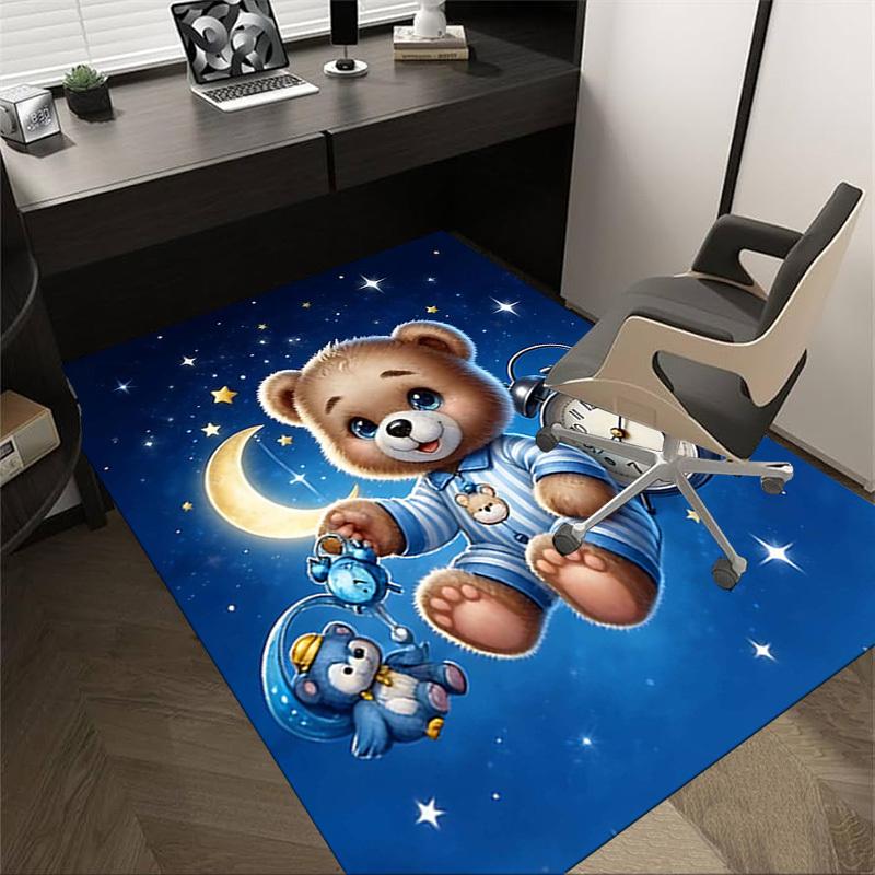 

1PC Bear Clock Non-Slip Floor Carpet Compatible for Office&Living Room&Dining room - Flat-Weave Machine- Soft & Pattern-E291 60cm by 90cm