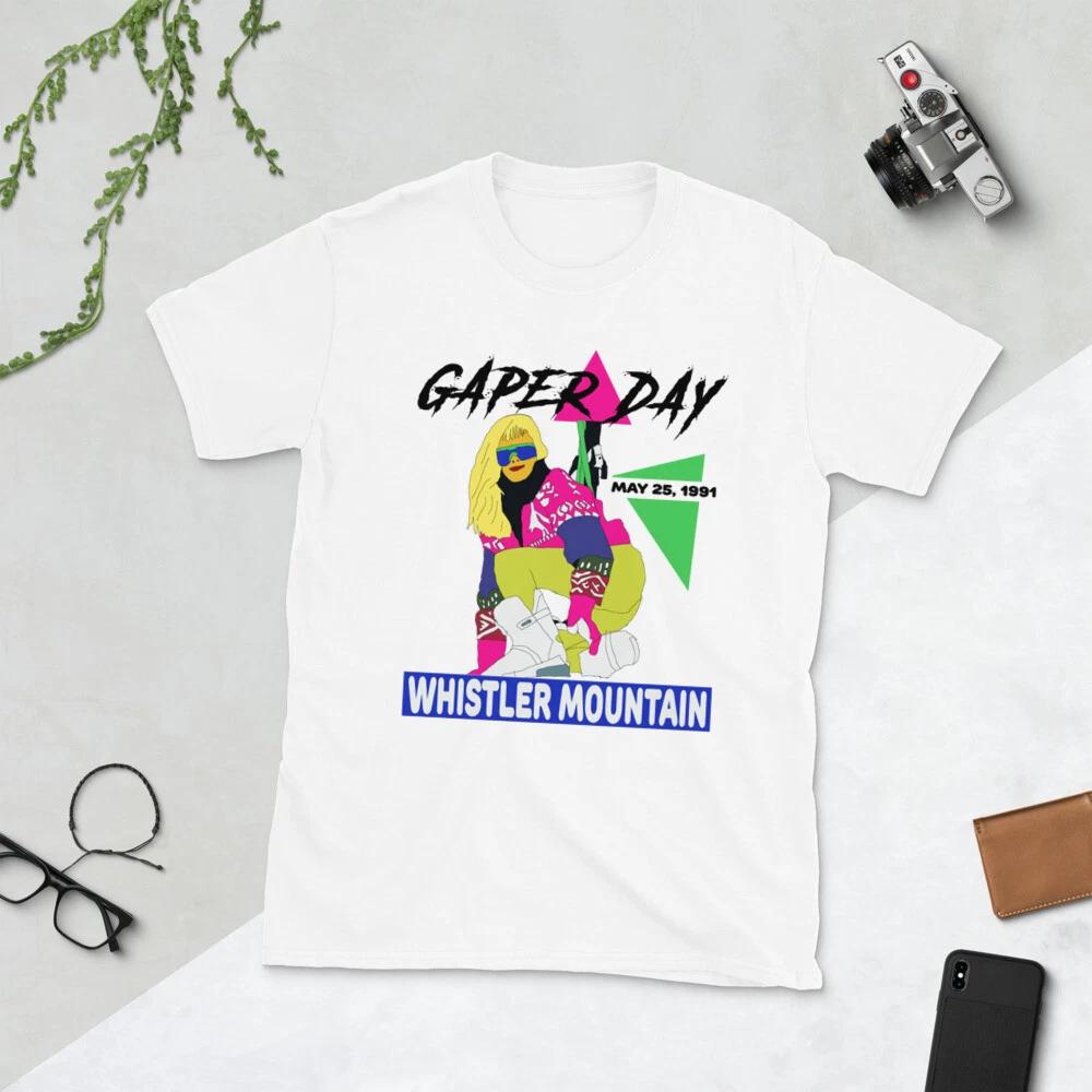 Retro Vintage Gaper Day 1991 Whistler Ski Skiing Skier Canada neon T-Shirt 2XL