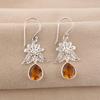 Citrine Gemstone 925 Sterling Silver Jewelry Handmade Women Earrings 1.84" November Birthmonth Jewelry For Gift CE-23-7