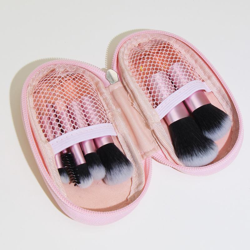 10-Piece Beginner Mini Makeup Brush Set with Crystal Handles - Portable Travel Kit with Brush Bag