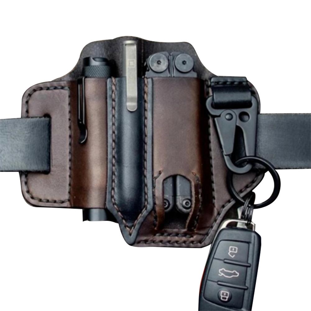 

Багатофункціональний шкіряний футляр, кишеньковий органайзер, поясна сумка для кемпінгу, щоденне пакування інструментів на відкритому повітрі коричневий