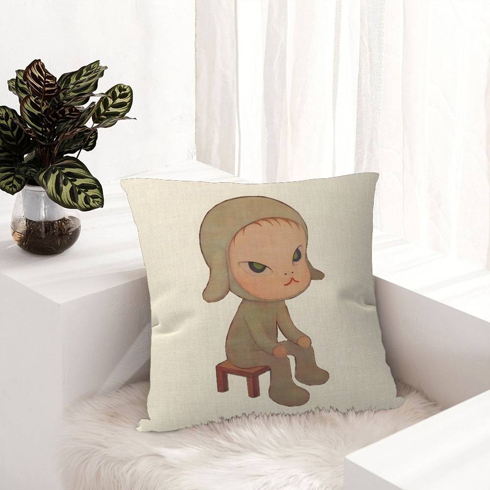 Creative Yoshitomo Nara Decorative Room Aesthetics Pillow Case Home Decor Bedroom Sofa Bed Couch Pillow Cover 45x45