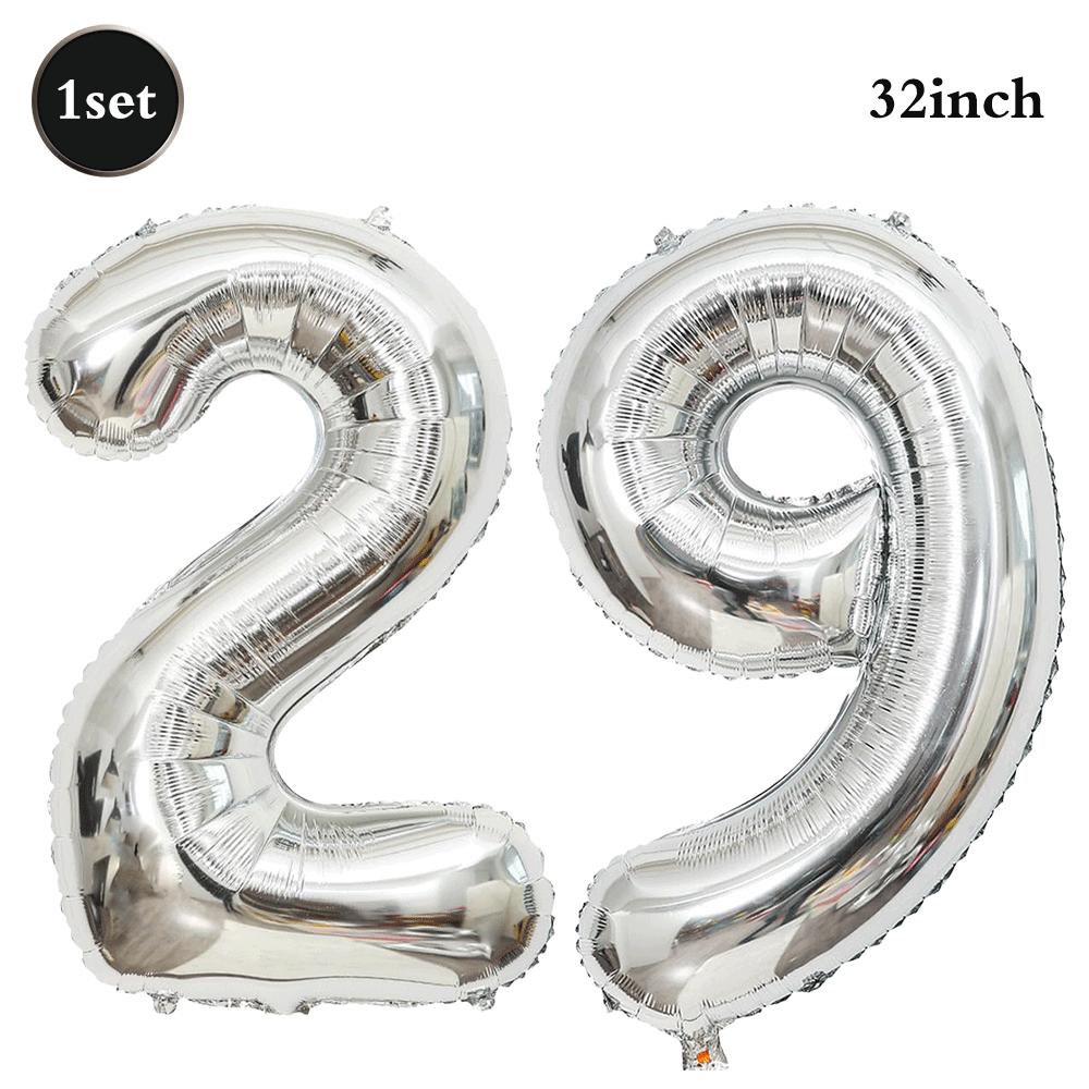 32inch Silver Number Foil Balloons Large Digit 0-9 Helium Globos Happy Birthday Party Decor Wedding Anniversary Graduation 2026