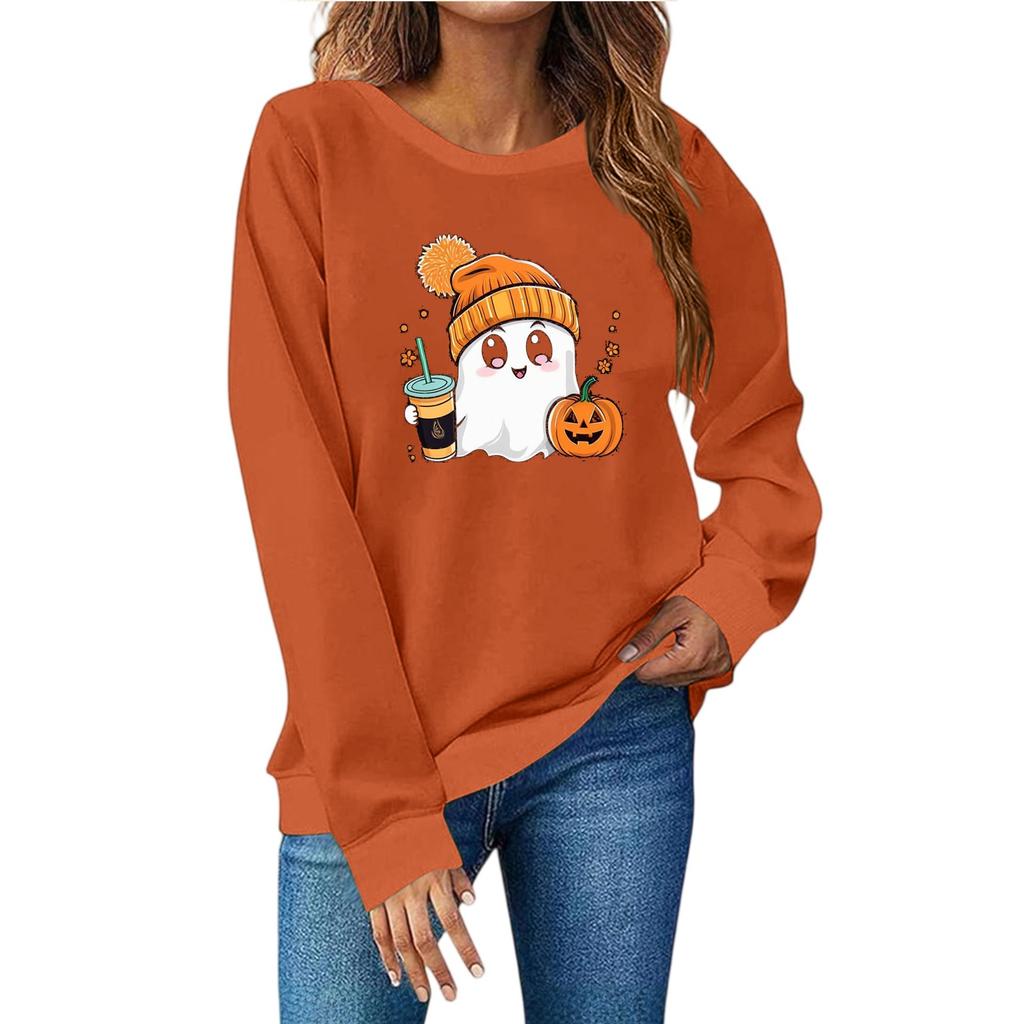 Women's Fashion Casual Print Casual Long Sleeve Round Neck Sweatshirt Top