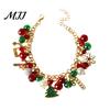 Sparkling Stocking Wrist Accessory Christmas Charm Bracelet for Women, Santa Claus Snowman Bell Glove Holiday Photo Prop Tree Snowflake Pendant