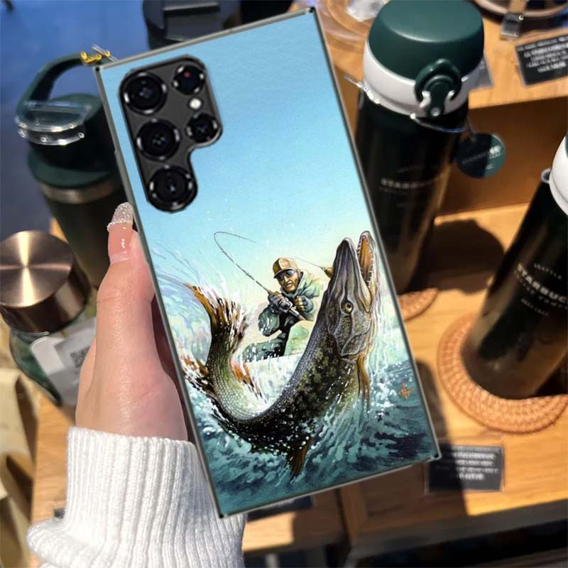Angelzubehör Fischkoffer Handyhülle für Samsung Galaxy S26 Ultra S25 Edge S24 S23 FE S21 Plus S20 S22 S10 Hülle TPU Capa Schale Sh