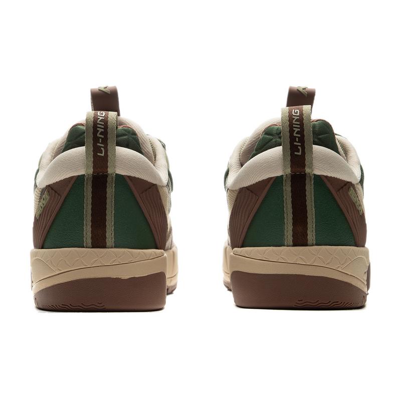 Li Ning CF Su Yu 4 Klassische Dicke Sohle Höhenerhöhende Low Top Skateboard Schuhe Unisex Sneaker Braun Grün AGLU291-2