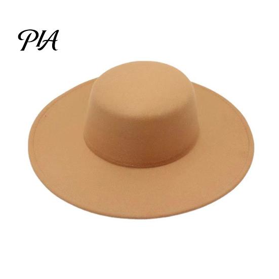 Elegant Winter Headwear Flat Top Fedora Hat, Wool Blend Derby Cap, Retro Jazz Style Dress Accessory Wide Brim Felt Hat for Women, Events & Daily Wear