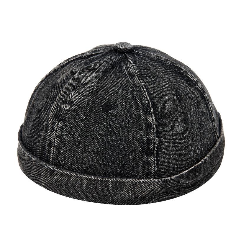 Unisex Washed Denim Skullcap: Street Style Brimless Hat for Hip Hop Fashion