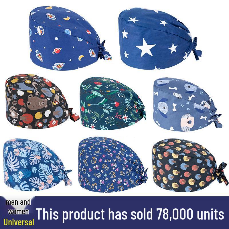 Unisex All-Cotton Printed Surgical Cap for Medical and Food Services