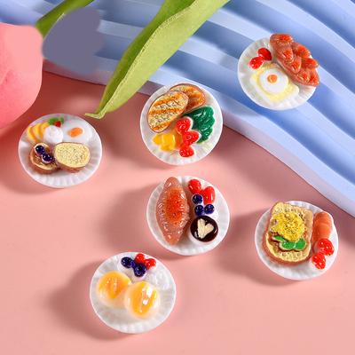 6Pcs/Set Doll House Scene Ornaments Diy Miniature Landscape Fairy Garden Decors Accessories Dollhouse Mini Dim Sum Platter