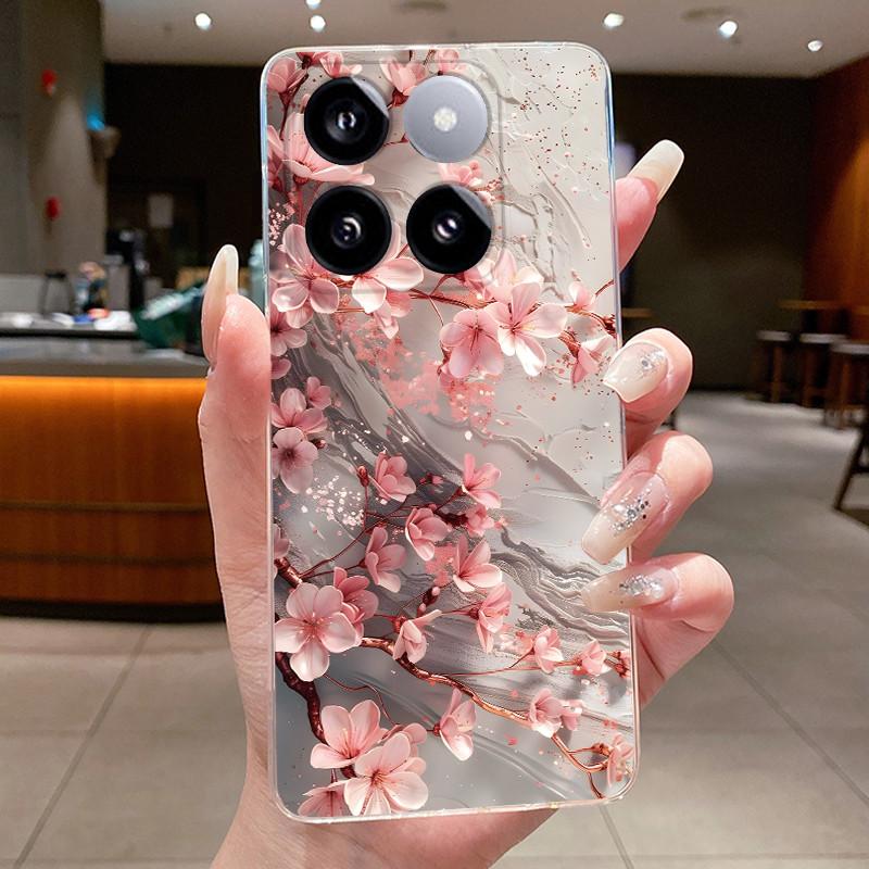 For Xiaomi 14T / Xiaomi 14T Pro Case Clear Luxury Fashion Butterfly Flower Soft TPU Silicone Casing Cover Transparent Phone Case
