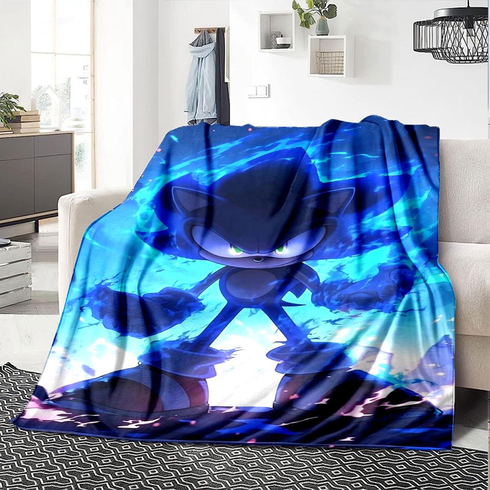 1 pezzo Coperta di Sonic The Hedgehog Leggera Coperta in Flanella per Divano Letto Viaggio Campeggio Soggiorno Ufficio Divano Sedia