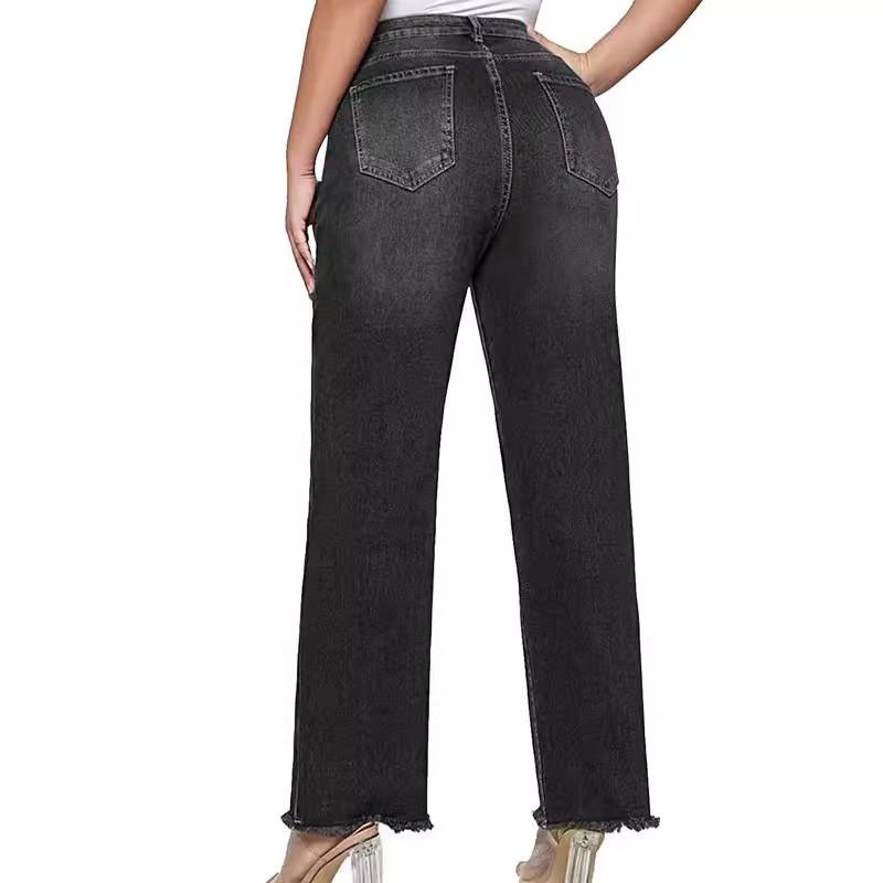 Vintage Wide Leg Jeans Women Relaxed Slim Fit Cropped Denim Pants With Faded Wash
