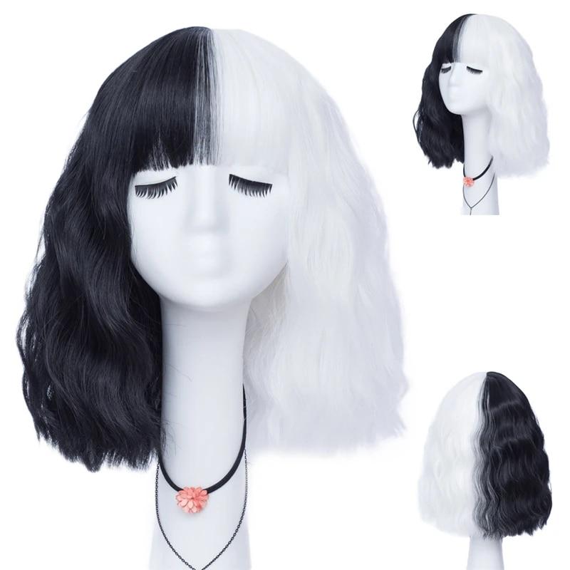 Kurze lockige blaue Bobo-Synthetik-Cosplay-Perücken für Frauen, Orange, Rot, Grün, natürliches hitzebeständiges Haar mit Pony für Mädchen