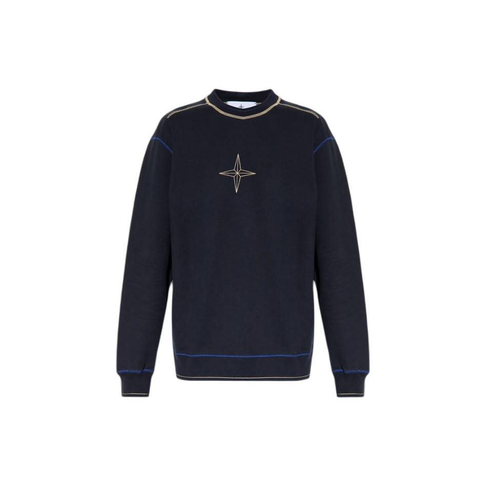 

Stone Island Logo Print Crew Neck Pullover Sweatshirt Men sweatshirt Blue 791560778-V0020 L