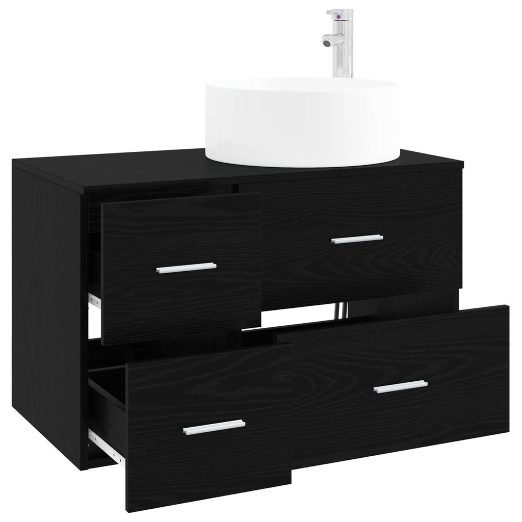 Bathroom Furniture Set 2 Pieces Black Oak Engineered Wood