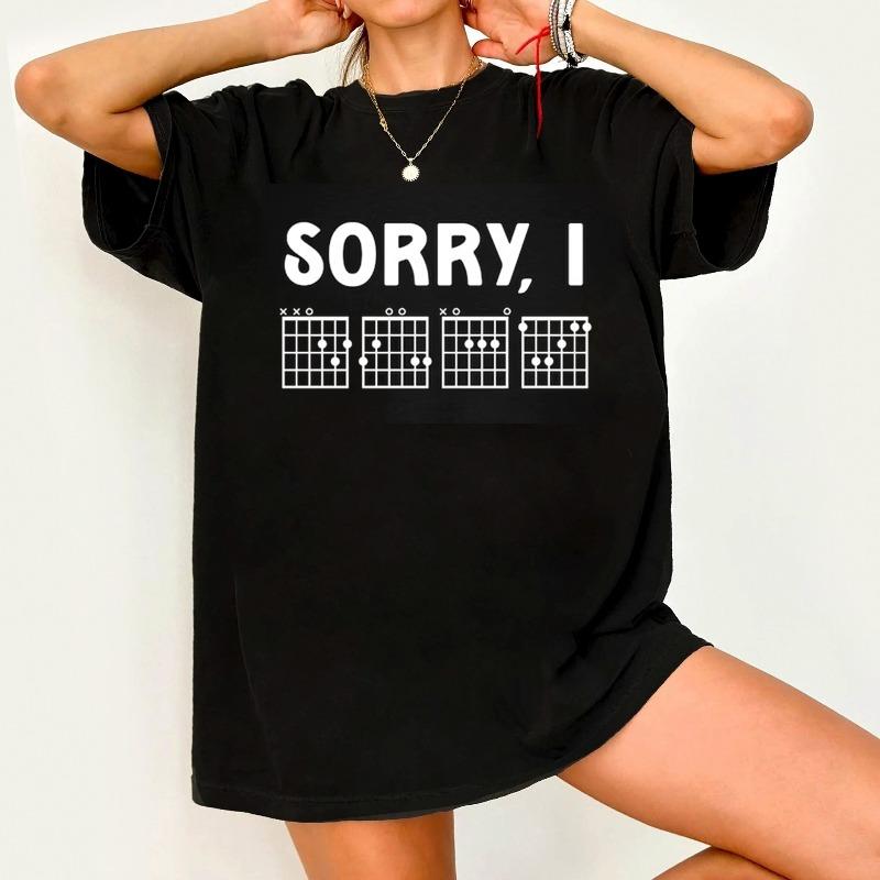 Novelty Sorry I DGAF Funny Guitarist Guitar Tab Joke T Shirt Women Unisexs Tee Casual Oversized Loose Unisex Creativity Humor Tops S