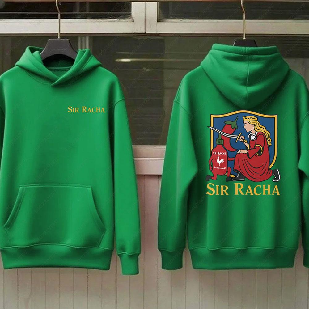 Sir Racha Man Woman 2 SidedHoodies Sri Racha Medieval Art Pullover Sriracha Fan Merch Retro Medieval Graphic Sweatshirt Hoodie