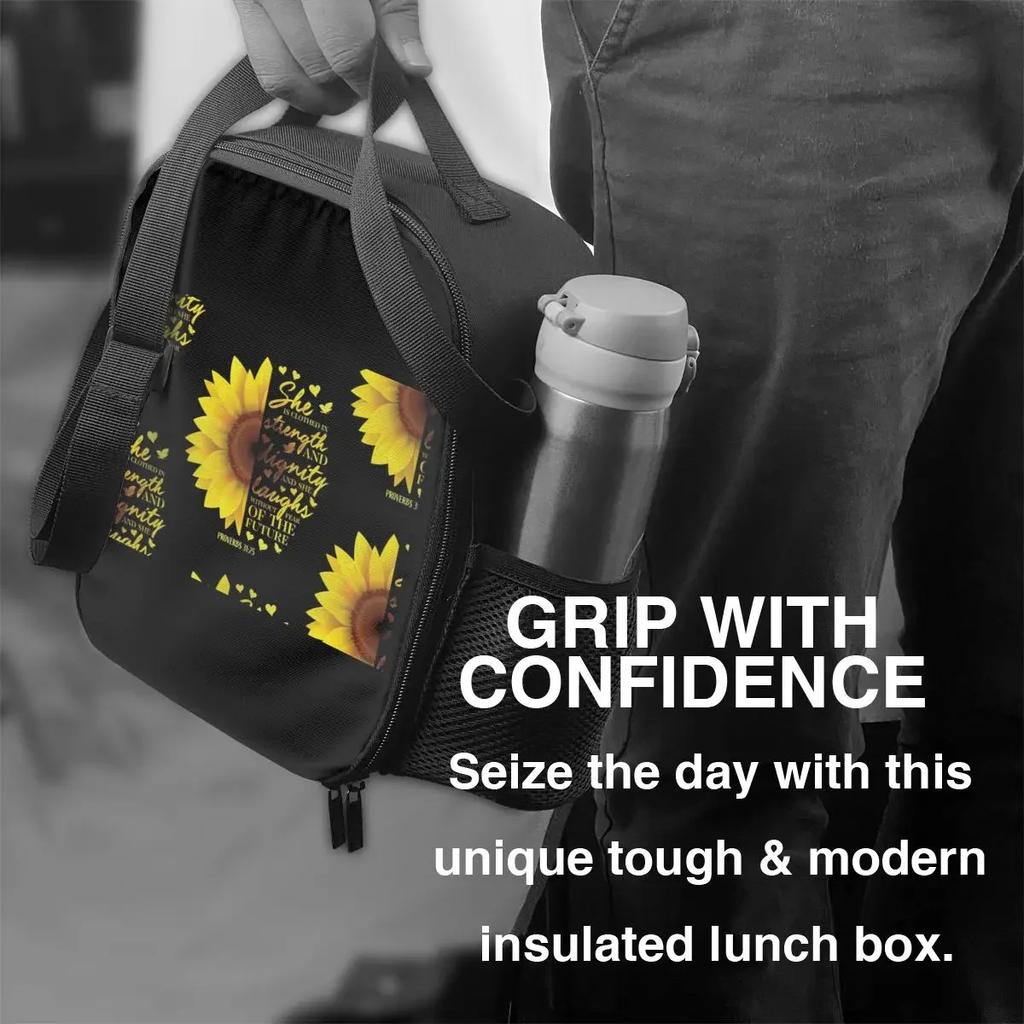 Sunflower Resuable Lunch Box Floral Flower Thermal Cooler Food Insulated Lunch Bag School Children Student