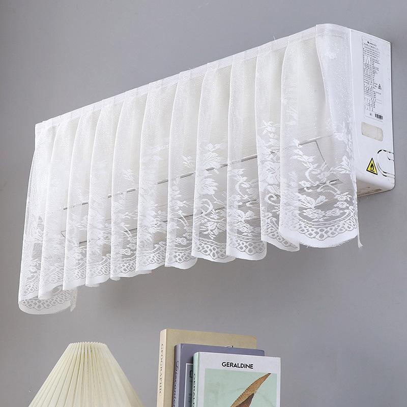 Elegant blondert brodert design Anti-direkte blåsing Klimaanleggtrekk Stoff Veggmontert Støvtett Etui Hjemmedekorasjon